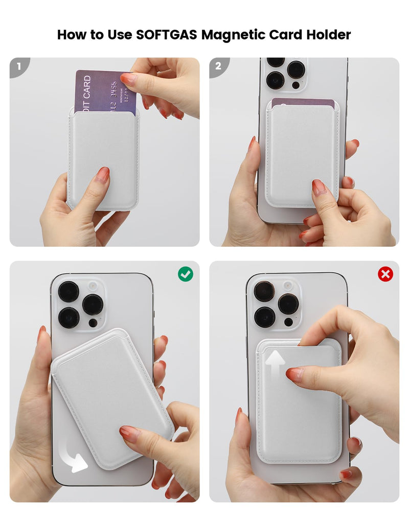 Magnetic Phone Wallet for Apple MagSafe, Card Wallet Holder for iPhone 15 Pro Max/15 Plus/15 Pro/15, 14 Pro Max/14 Plus/14 Pro/14, 13 Pro Max/13 Pro/13, 12 Pro Max/12 Pro/12, White
