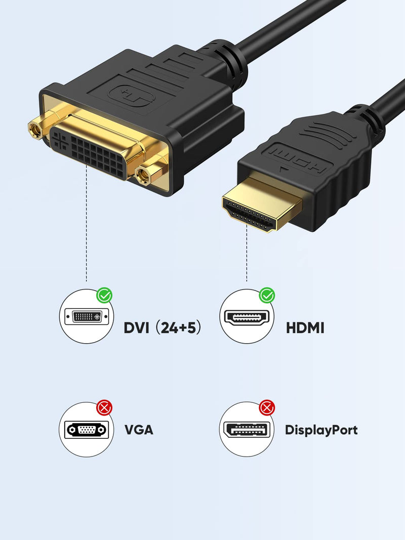 CableCreation HDMI to DVI Short Cable 0.5ft Bundle with USB C Hub 4K 60Hz