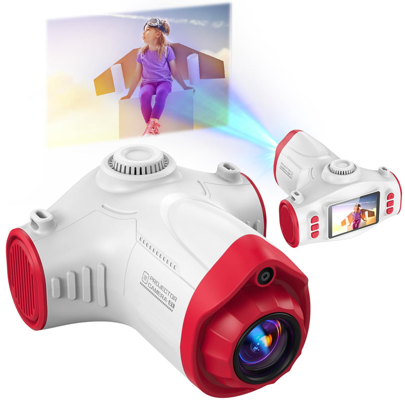 [AUSTRALIA] - Kids Camera, Camera for Kids with Projector, Offers Projection, 48MP Photography, 1080p Video Recording, Kids Digital Camera Christmas Birthday Gifts for Boys Girls Age 3+ (Red) Red 