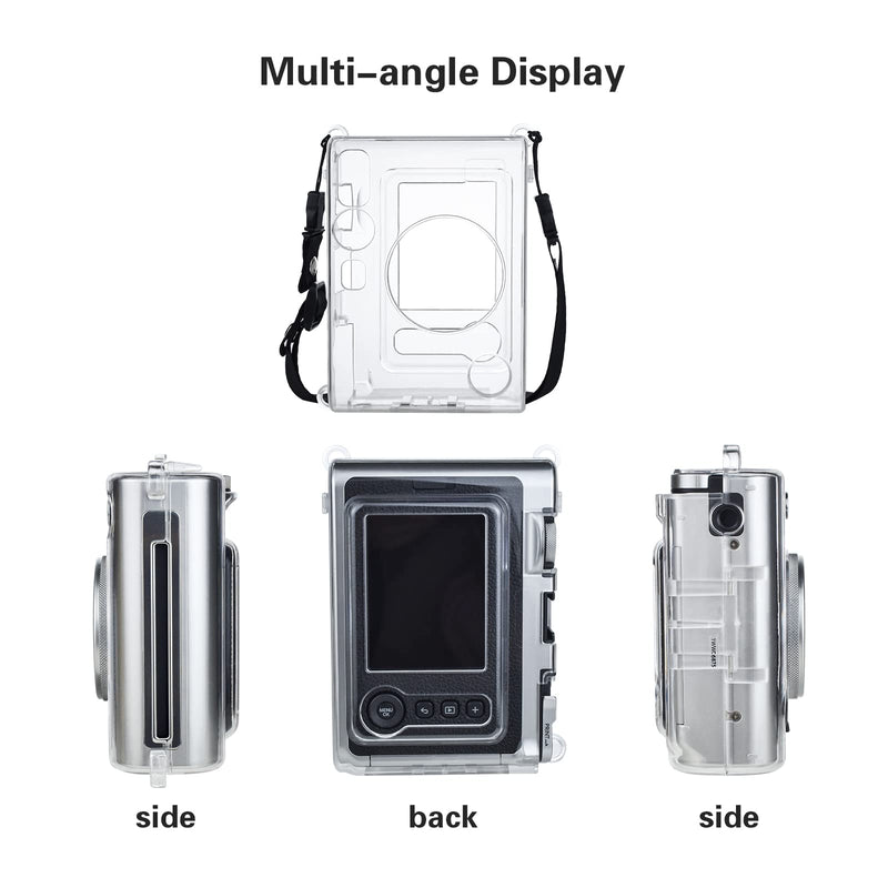 Rieibi Accessories for Fujifilm Instax Mini Evo Instant Camera, Christmas Gift Bundle Includes Clear Instax Mini Evo Case & Lens Cap with Anti-Loss String 3 accessories