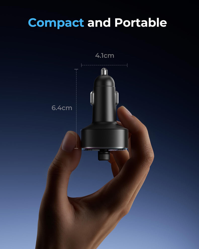 [AUSTRALIA] - LENCENT Bluetooth 5.4 Car Adapter FM Transmitter 54W Fast Charging, Dual Mics, HiFi Bass Sound, 2 Modes LED Backlit, Cigarette Lighter Adapter Hands-Free Calling Radio, Support USB Drive 