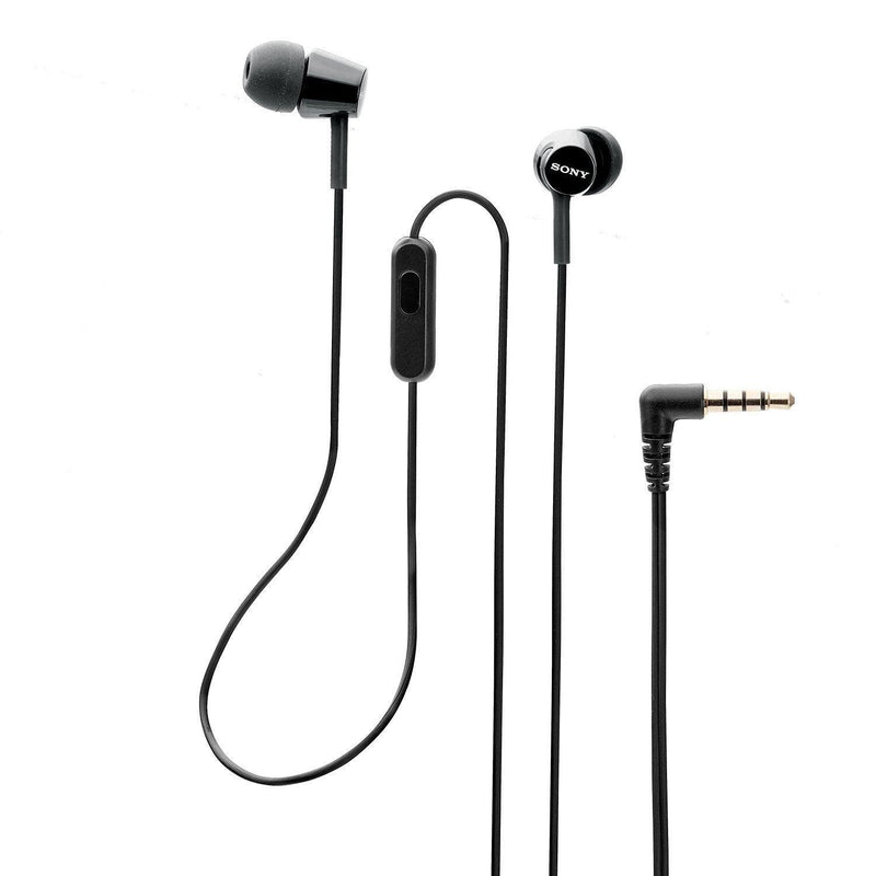 Sony MDREX155AP in-Ear Earbud Headphones/Headset with mic for Phone Call,Black (MDR-EX155AP/B),(Pack of 2) Black 2 Count