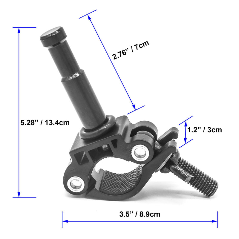 PHOCUS Half Coupler Clamp with 5/8" Pin, Photography Heavy Duty Truss Clamp for Round Tube to Support Studio Lighting, LED Ring Lights, Video Equipment (Clamp Range: 30-35mm) Clamp Range: 30-35mm