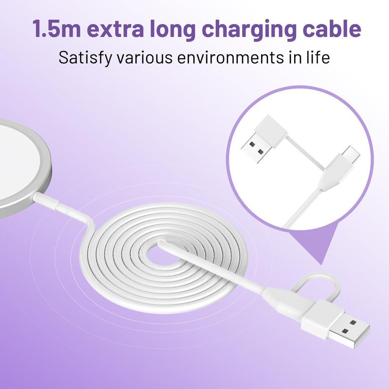 Wireless Charging Dock Metal Aluminum alloy Metarial for Yoto Player 3, Includes 4.9 Ft USB-C Cable & Charging Adapter Block, Power Dock Compatible with Yoto 3rd Gen Player for Home Travel Use