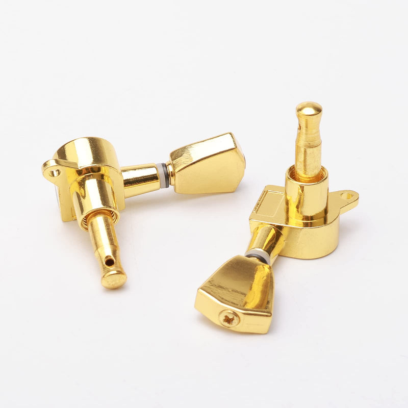 Swhmc Gold Guitar Tuning Pegs 6R - Replacement Machine Heads for Acoustic Electric Guitar, Sealed Tuning Keys with Installation Tools