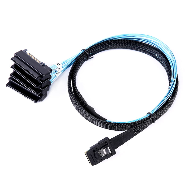 Mini-SAS to SAS-Cable: 1M SFF8087 to SAS SFF-8087 to SFF-8482 Connector 4X SAS with SATA-Power Adapter Cable (3.3FT) 3.3FT 1Pack