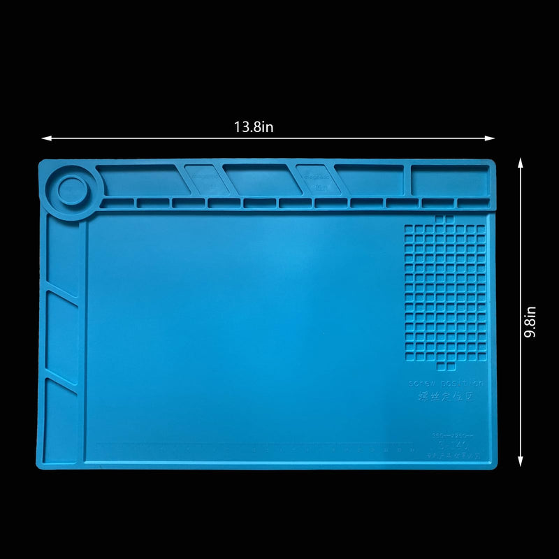 Magnetic Silicone Soldering Mat 13.8 x 9.8 inch Repair Work Pad for Solder Iron Workbench Protenction - Heat Resistant 932°F B(13.8X9.8inch)
