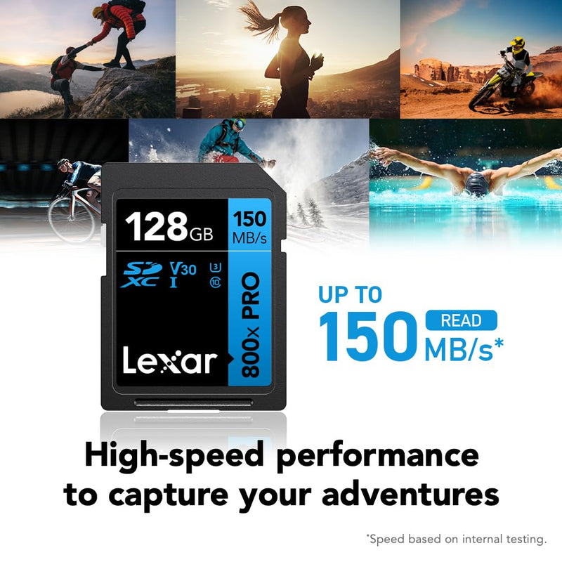[AUSTRALIA] - Lexar 128GB (2-Pack) High-Performance 800x PRO SDXC UHS-I Memory Card, C10, U3, V30, 4K UHD Video, Up to 150MB/s Read, for Point-and-Shoot & Mid-Range DSLR Cameras, HD Camcorders (LSD0800P128G-B2NNU) 2-Pack 