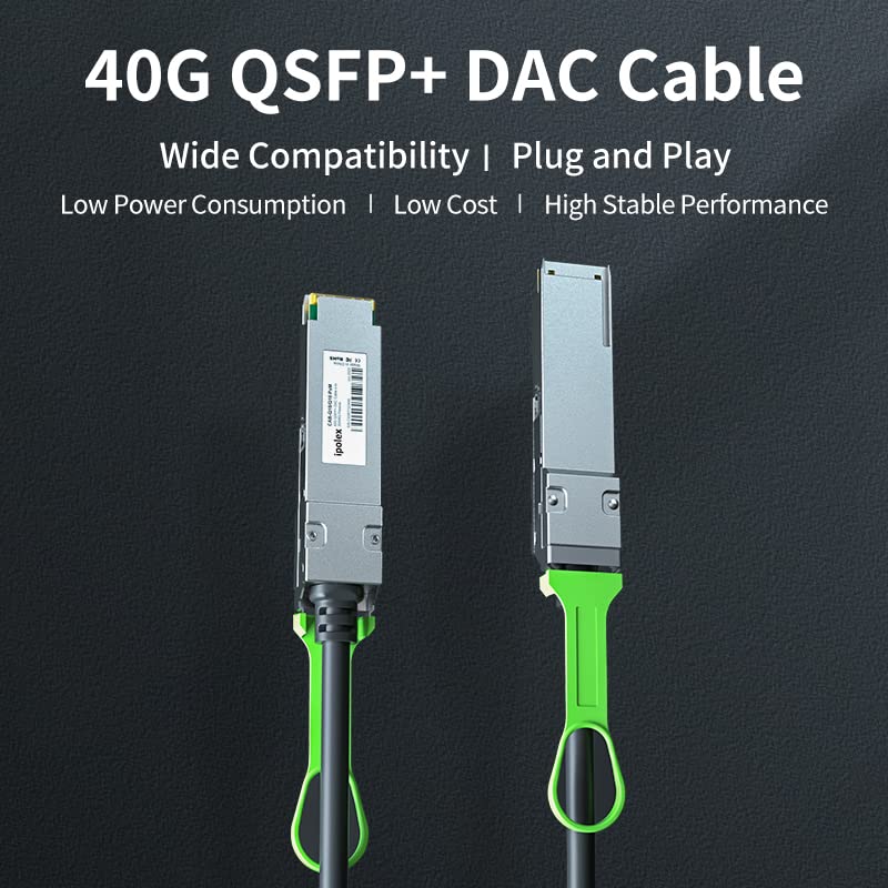 ipolex 40G QSFP+ DAC Twinax Cable, 40GBASE-CR4 Passive Direct Attach Copper Cable, 3m(10ft), for Cisco QSFP-H40G-CU3M, Meraki MA-CBL-40G-3M, Intel XLDACBL3,Compatible with Cisco C9500-32QC and More 40G QSFP+