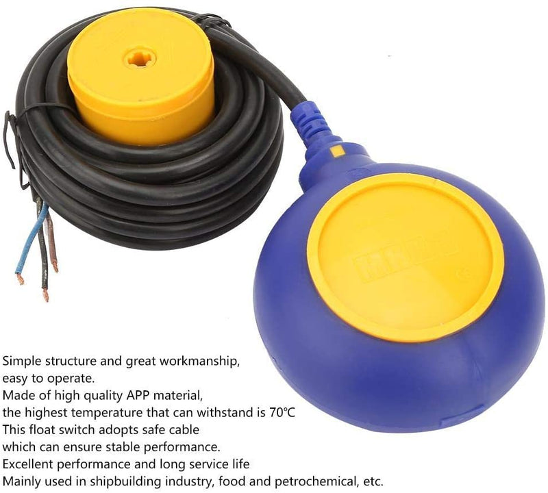 PIQIUQIU 3 Metre Cable Water Level Controller, Liquid Level Sensor Float Switch, 220 V Level Switch, Water Level Regulator Pump