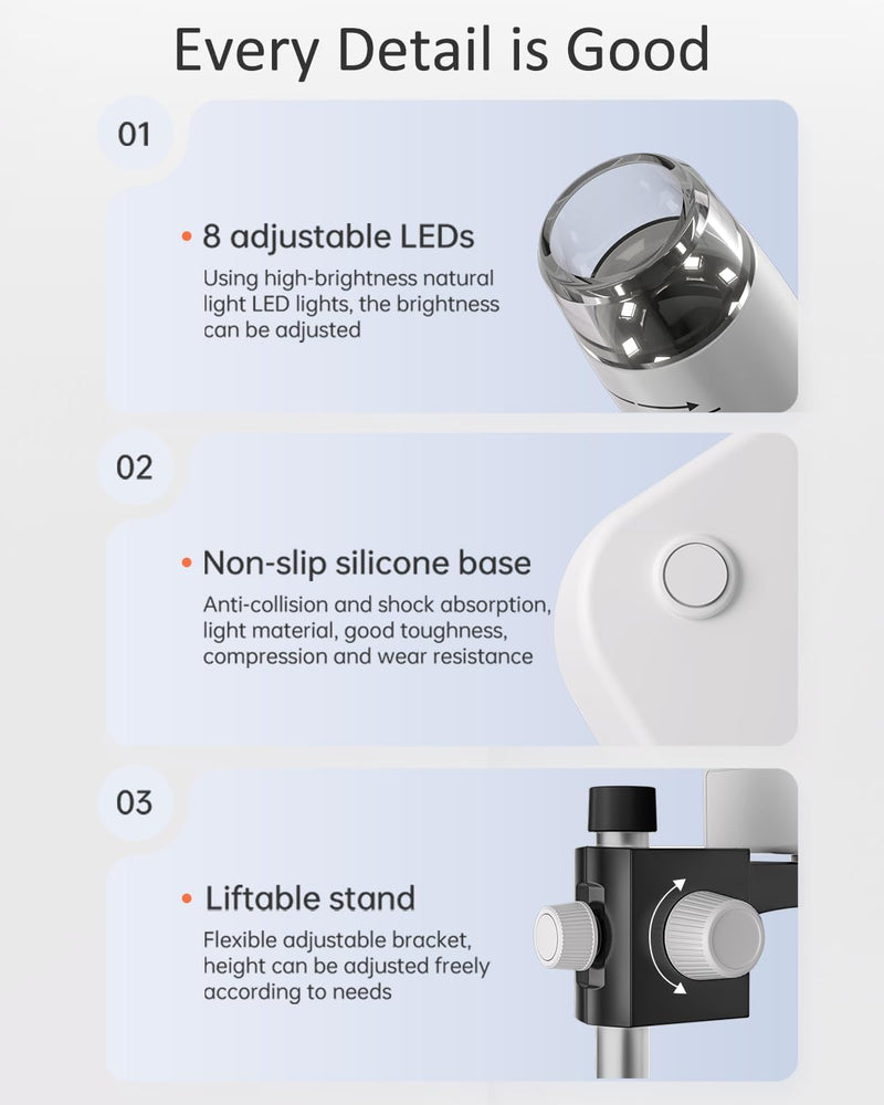 [AUSTRALIA] - Coin Microscope, 4.3 Inch Digital Microscope 1000X Coin Microscope for Error Coins with 8 Adjustable LED Lights, PC View Compatible with Windows & MacOS White 