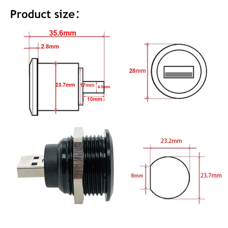 PENGLIN 2PCS USB 3.0 Connector, USB Male to Female Conversion Connector, USB3.0 Panel Mount Extension Adapter for Data Transfer/Charging (Pack of 2) USB 3.0(2PCS) (Pack of 2)