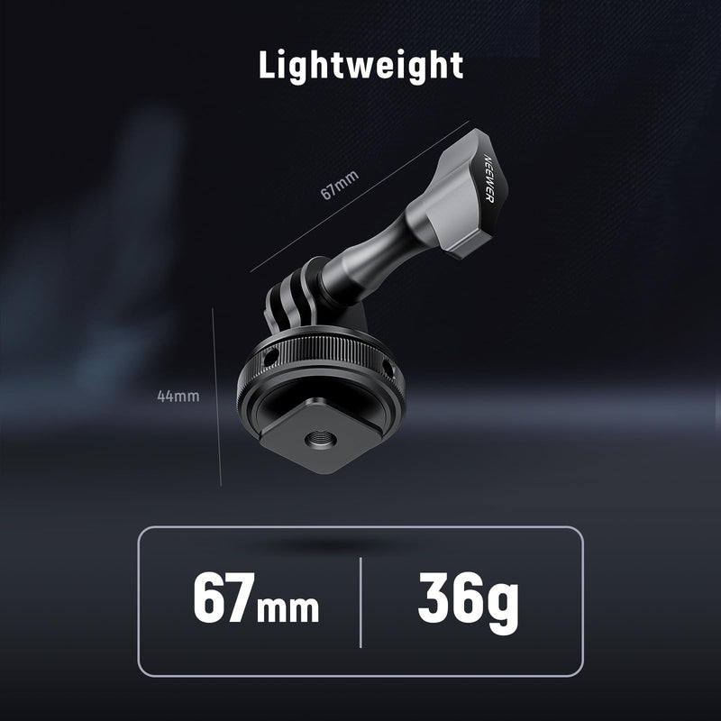 [AUSTRALIA] - NEEWER Action Camera Cold Shoe Mount Adapter Compatible with GoPro Accessories Go Pro DJI Insta360 AKASO, Metal 1/4" Thread Hot Shoe Mount for Mini Tripod Selfie Stick, 180° Tilt, GP-63 