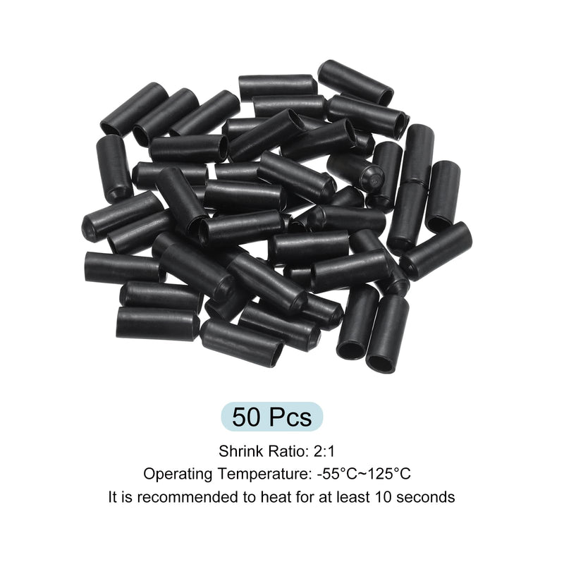 sourcing map Shrinking End Cap 8 mm ID x 25 mm L 2:1 Waterproof Electric Drath Wrap Adhesive Lined Sealed Heat Shrink Tube Caps for Drath Cable Pack of 50
