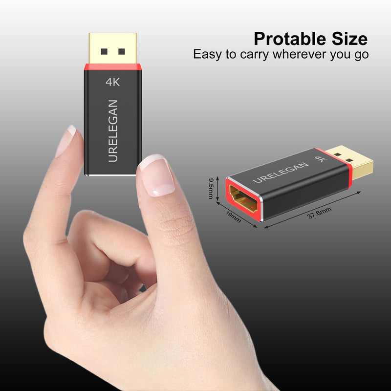 DisplayPort to HDMI Adapter 5-Pack (NOT USB), 4K UHD Display Port (DP) to HDMI Converter Aluminum Shell Support Video & Audio Compatible with DisplayPort Source Devices 0.4 Feet 5Pack