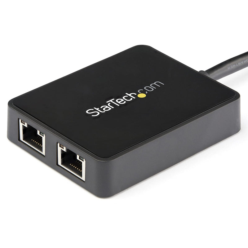 StarTech.com USB 3.0 to Dual Port Gigabit Ethernet Adapter w/USB Port - 10/100/100 - USB Gigabit LAN Network NIC Adapter (USB32000SPT) Black
