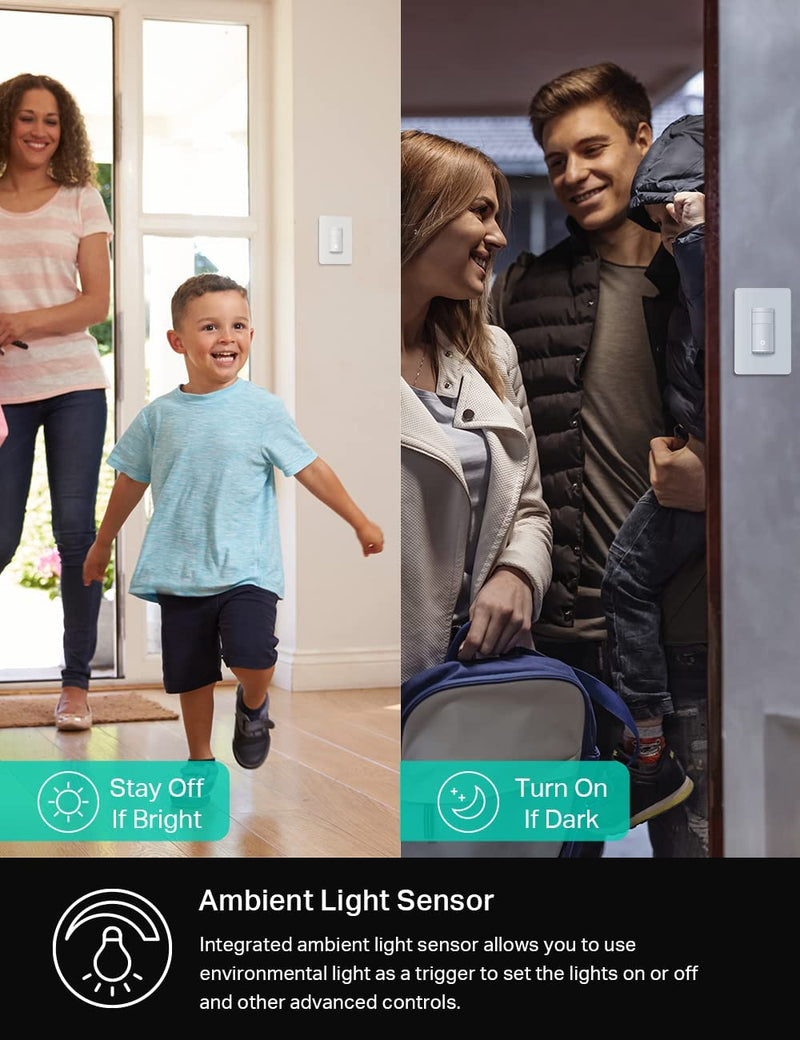 [AUSTRALIA] - Kasa Smart Motion Sensor Switch, Single Pole, Needs Neutral Wire, 2.4GHz Wi-Fi Light Switch, Works with Alexa & Google Assistant, UL Certified, No Hub Required(KS200MP2),White,2-Pack 2-Pack 