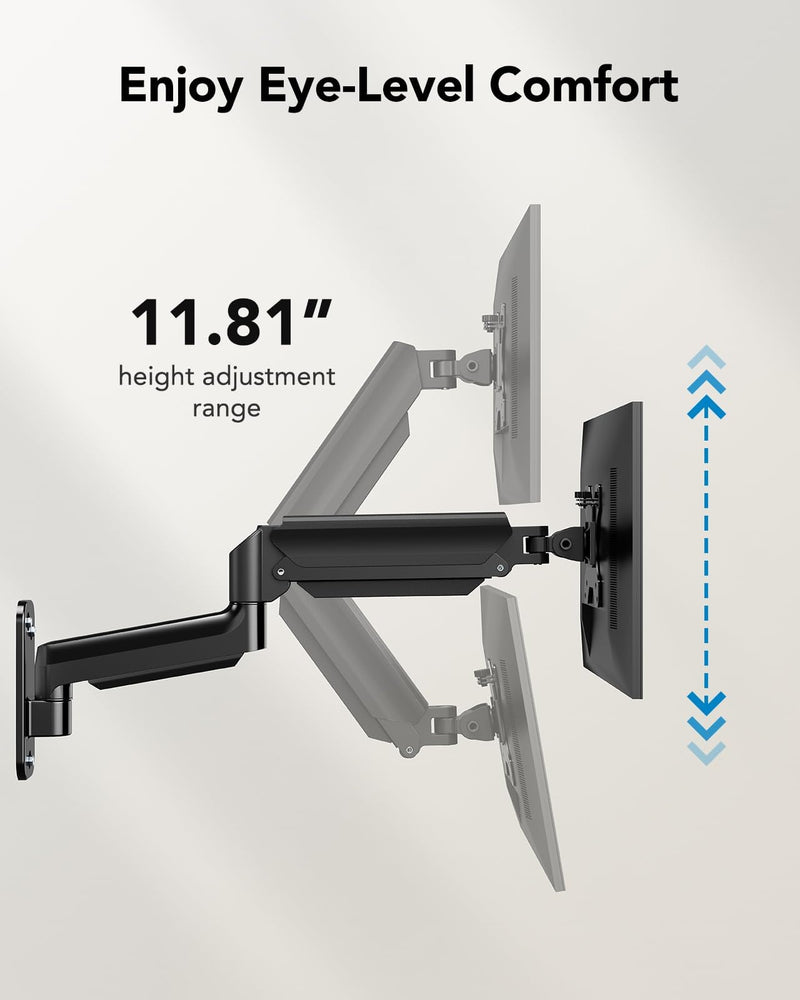 HUANUO Computer Monitor Wall Mount for 22"-35" Screens, Gaming Wall Mount Monitor Arm Holds up to 26.4lbs, Vesa Mount with Tilt, Swivel, Rotation, Supports 75x75mm, 100x100mm, 200x200mm, Black