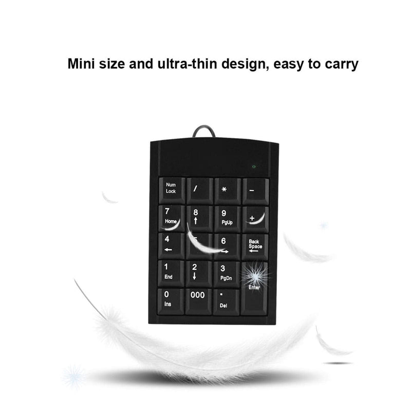 USB Numeric Keypad, Portable Slim Mini Number Pad for Laptop Desktop Computer PC, Full Size 19 Key, Big Print Letters, for Windows 7/8/9/10/for iOS/for Android