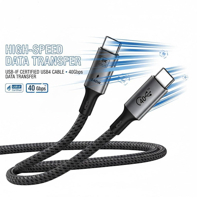 BRENDAZ USB4 USB C to USB C Cable, 240W, USB 4.0, 40Gbps Data Sync, 8K Video [USB-IF Certified] Fast Charging, Compatible with Thunderbolt 4, 3, MacBook, iPhone 17,16, SSD, USB C Monitors, Pack of 5
