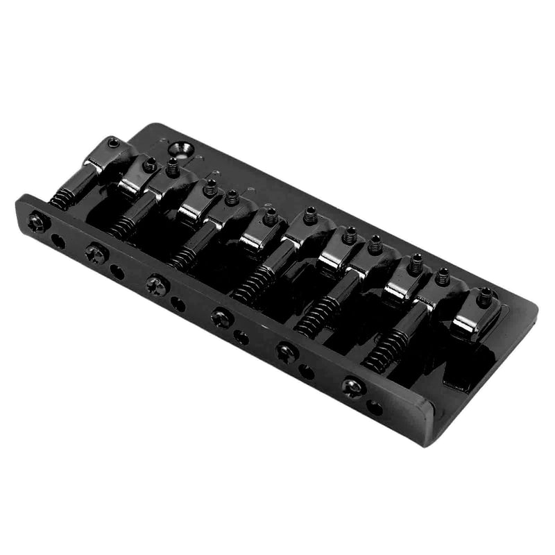 6 String Bass Bridge Hardtail Top Load Adjustable Saddles Zinc Alloy Replacement for Precision Bass Guitar Fixed Bridge Assembly Black