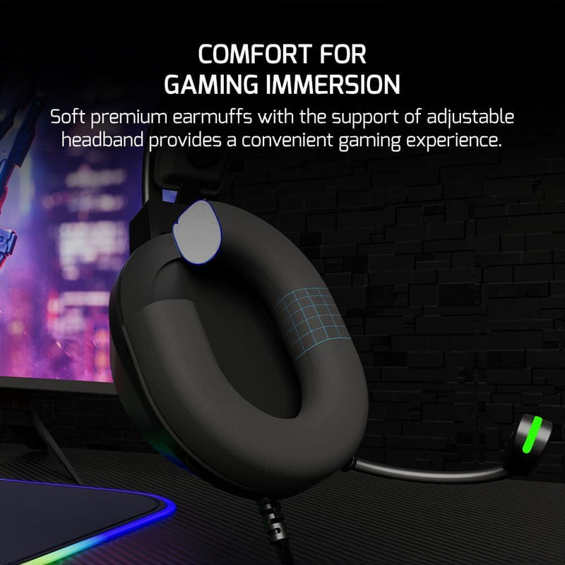 GAMEPOWER Voldon X 3.5mm Jack Gaming Headset - Wired Headphones with 50MM Drivers, Comfort Design, Noise Cancelling Mic, PS4, PS5, for Xbox, Black VOLDONX