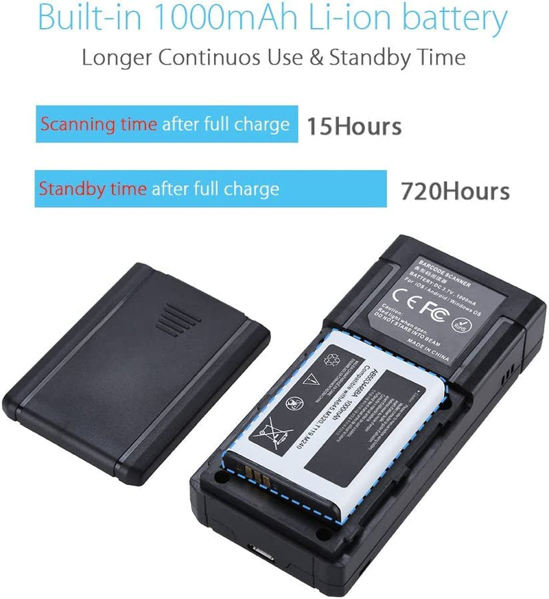 [AUSTRALIA] - Eyoyo EY2877 Portable Bluetooth Barcode Scanner Wireless, CCD Mini Handheld CMOS UPC USB Barcode Reader Compatible with POS, iPad, iPhone, Android Phones, iOS Work for Store, Book, Library Inventory 