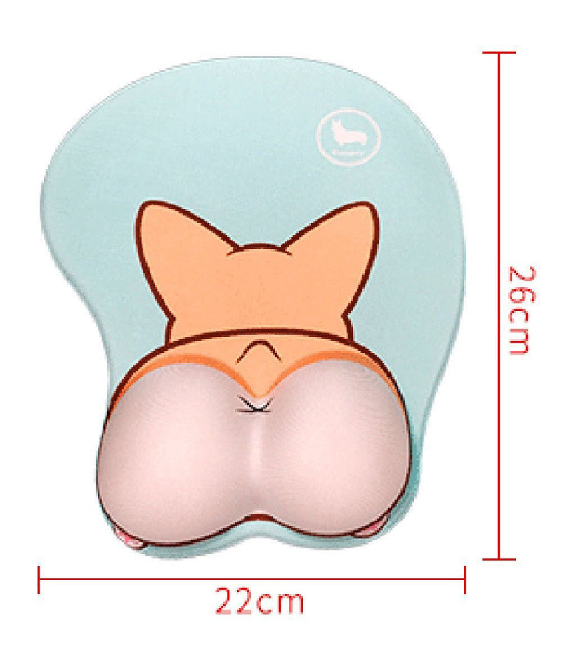 123Arts 3D Funny Corgi Butt Shape Silicone Mouse Pad Mouse Mat- 8.6X10.2 Inch corgi1