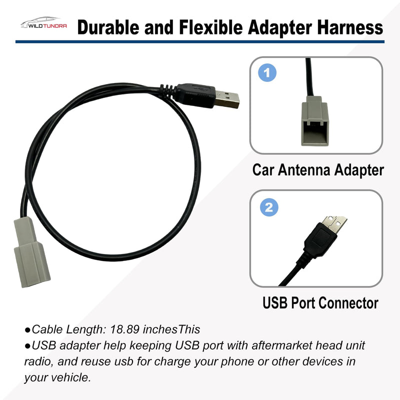 Car Radio Stereo OEM USB Port Retention Cable for Toyota 2012-2018,Lexus 2013-2015,Subaru 2013-2016,Honda 2015-2019, Radio Stereo Retain OE Factory USB Port Retention Harness Wiring Cable Adapter Toyota, with USB