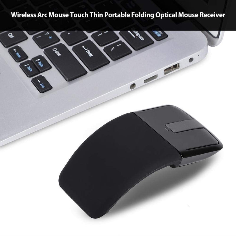 Wireless Bluetooth Mouse 1600DPI Ergonomic Foldable Arc Optical Touch Mouse with USB Receiver Suitable for PC Laptop Notebook Mac