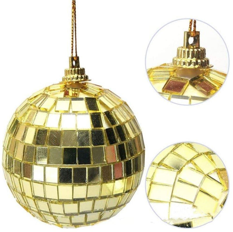 24Pcs 1-1/8Inch Mirror Balls - Disco Ball Decoration - Christmas Tree Wedding Birthday Party Accessories Disco Decorative Mirror Ball (Gold)
