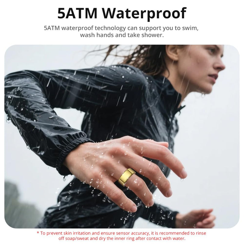 Smart Ring for Women, Health Tracker & 5ATM, COLMI R02. (Gold, 8#) | No Subscription Fee & Skin Temperature, Heart Rate, Blood Oxygen, Sleep Health Monitoring, Sports Tracking, Menstrual Cycle. Gold 8#