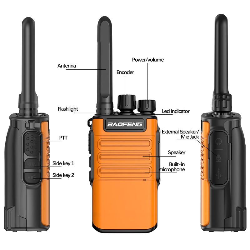 Walkie Talkies Long Range for Adults with Earpieces Rechargeable Waki Taki | USB-C,Flashlight,VOX,1500mAh,Frs Radio Walkie Talkies for Cruise Hunting 2 Pack