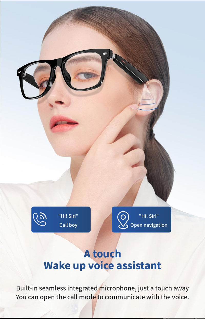 Bluetooth Glasses,Wireless Bluetooth Smart Audio Glasses,Smart Glasses for Indoor and Outdoor Entertainment for Men/Women