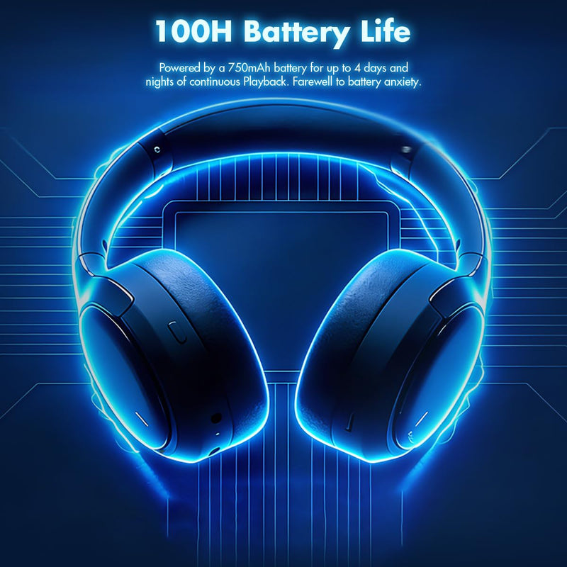 ROSESELSA Cambrian Noise Cancelling Headphones, LDAC Hi-Res ANC, Black | Hybrid ANC eliminates 99% ambient noise, 100H battery, ultra-low latency, Hi-Fi cable, multipoint connection, slow-rebound
