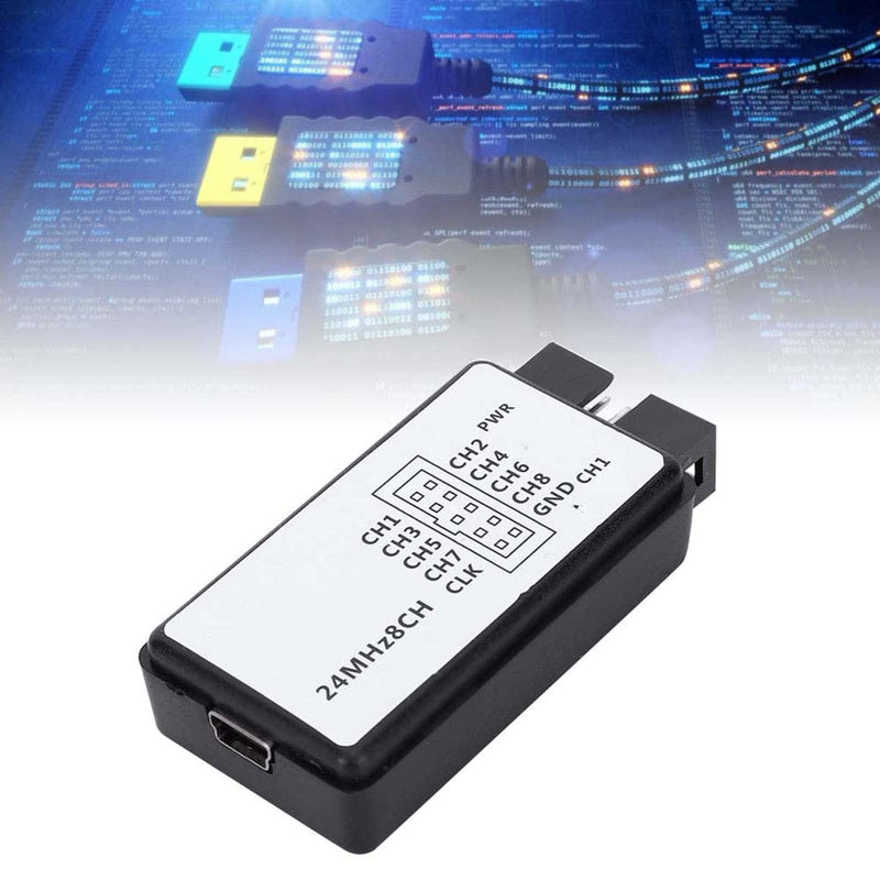 USB Logic Analyzer Kit Mini Digital Pocket Size 8 Channel Input Memory 24 MHz for a Variety of Decoding Functions