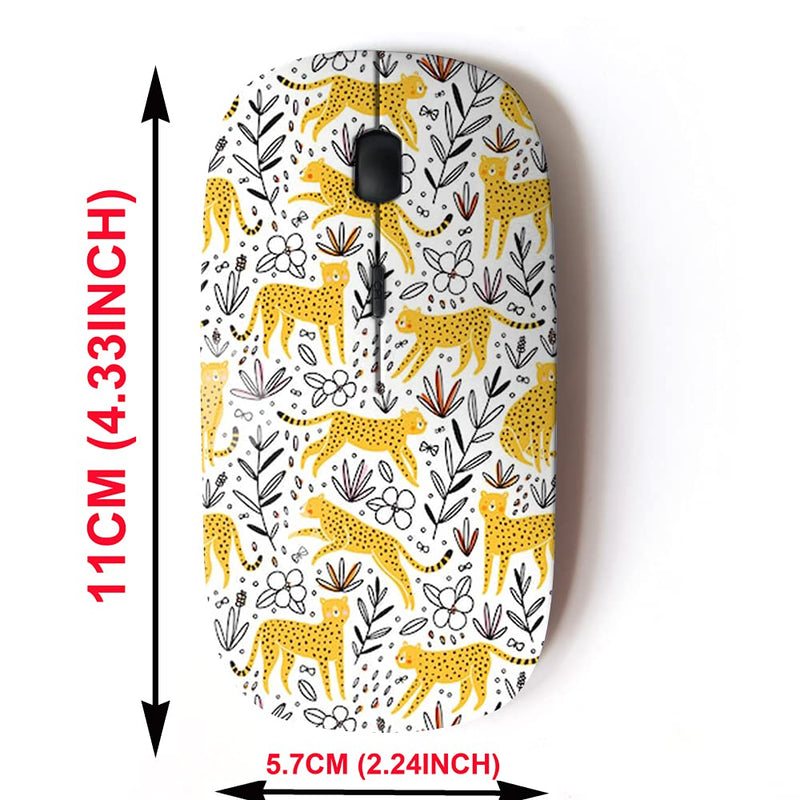 2.4G Wireless Mouse with Cute Pattern Design for All Laptops and Desktops with Nano Receiver - Cheetahs Hunting Butterflies