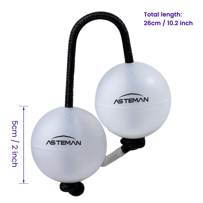 AS TEMAN Rhythm Ball Asalato Shaker Kashaka Percussion Instrument,Suitanle for Adult Beginners,White Balls with Black String(Single-Handed Two Balls)
