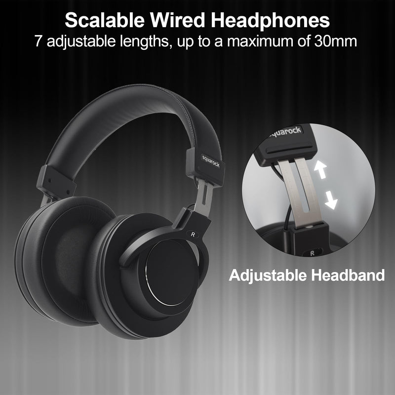 Professional Monitor Headphones Podcast/ Recording/ Live Streaming 3.5/6.5mm Wired Earphones for Audio Interface Over Ear Comfortable Headphones Stereo 50mm Sound Drive, 32Ω lmpedance（D1,Black）