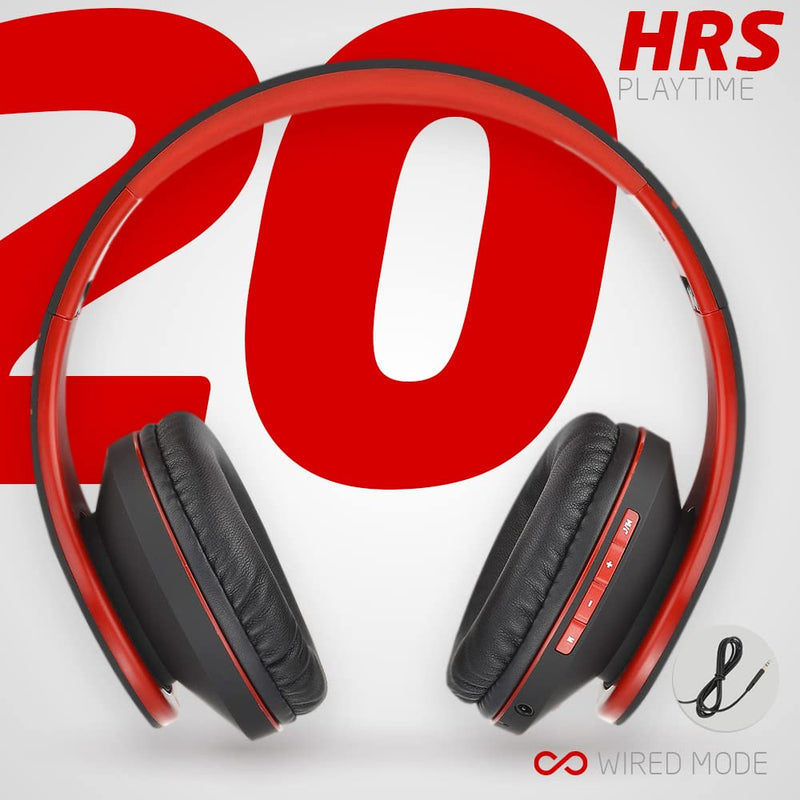 PowerLocus P2 Bundle - Wireless Headphones Over-Ear - 1pcs Black and 1pcs Black/Red