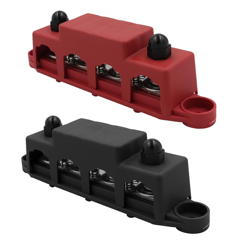 Pack of 2 Busbar 12V-48V DC Busbar Distribution Block 250A Power Distribution Block, Power Distribution Rail with 4 x M8 Bolt Connection for Car Marine Car Trailers Motorhome Boat