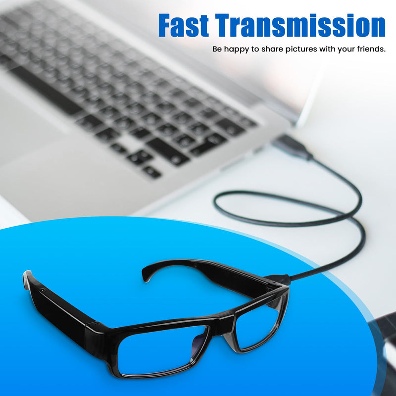 Camera Glasses Video Glasses HD with 64GB Memory Card Recording Glasses Smart Glasses Wearable Eyeglasses for Outdoor Sports