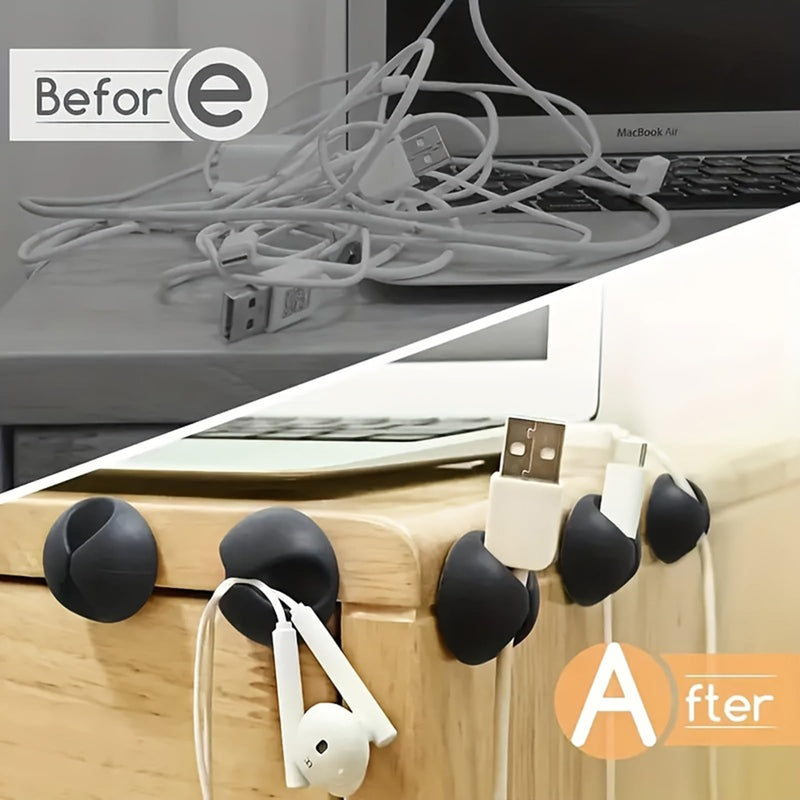 Cable Management Clips 5 Pack Cord Organizer Holder for Desk Wire Clips for USB Cable Charger Office Organization Black