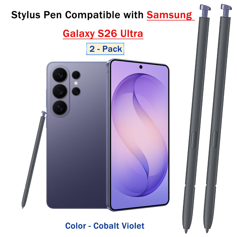 2 Pack Galaxy S26 Ultra S Pen Replacement for Samsung Galaxy S26 Ultra Stylus Pen,S26 Ultra Pen for Samsung Galaxy S26 Ultra 5G 6.9 in All Versions S Pen,EJ-PS948BVEGUJ(Cobalt Violet) Cobalt Violet