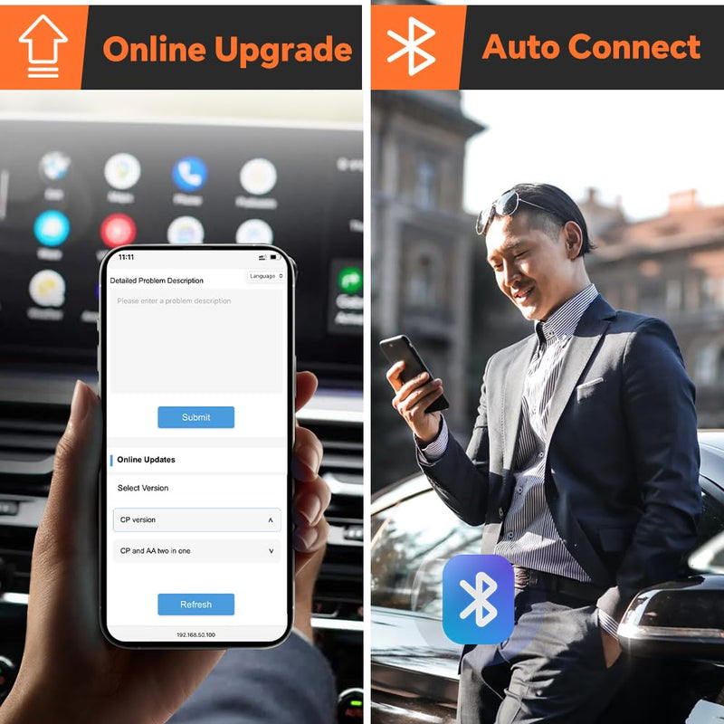 Wireless CarPlay Adapter 2-in-1 for Android Auto - CarlinKit Mini Ultra3 | Wired to Wireless | for with iPhone (iOS 10+) & Androi.d (Andro.id 11+) | for Cars OEM CarPlay & Android Auto (2016+)