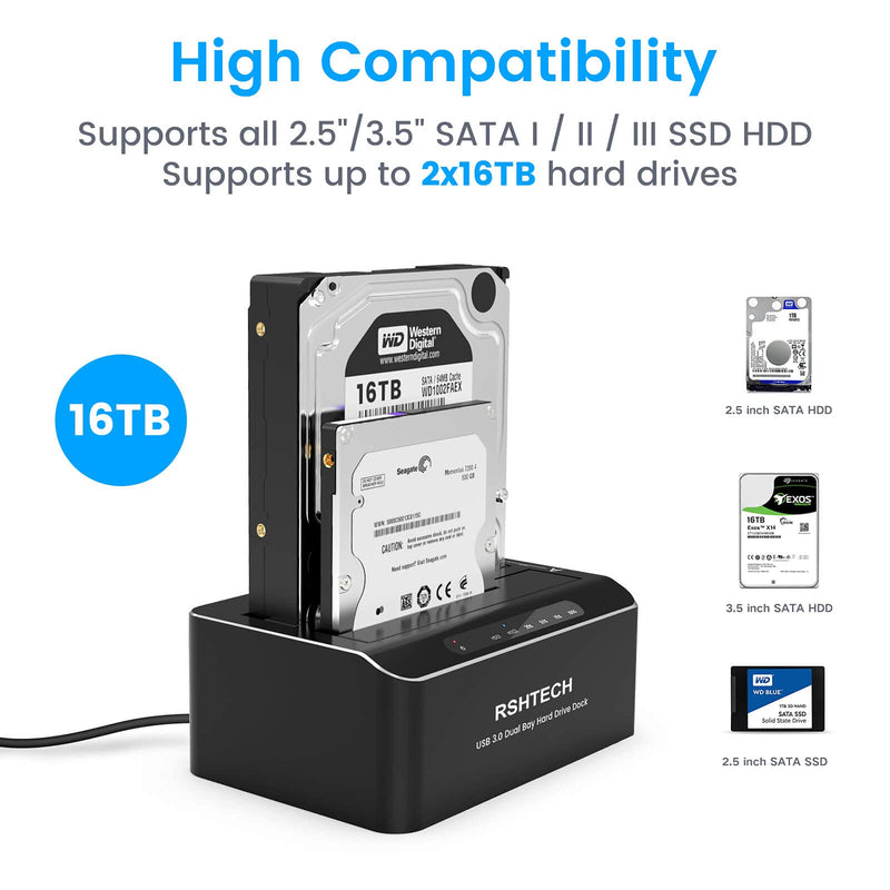 Aluminum 3.5inch USB 3.0 to SATA External Hard Drive Enclosure+SATA Dual Bay Hard Drive Docking Station