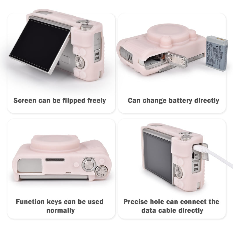 MUZIRI KINOKOO SX730 SX740 Camera Case, Soft Silicone Case for Canon PowerShot SX740/SX730 HS Camera - Anti-Scratch Slim Fit Lightweight Protective Case - Jelly Pink