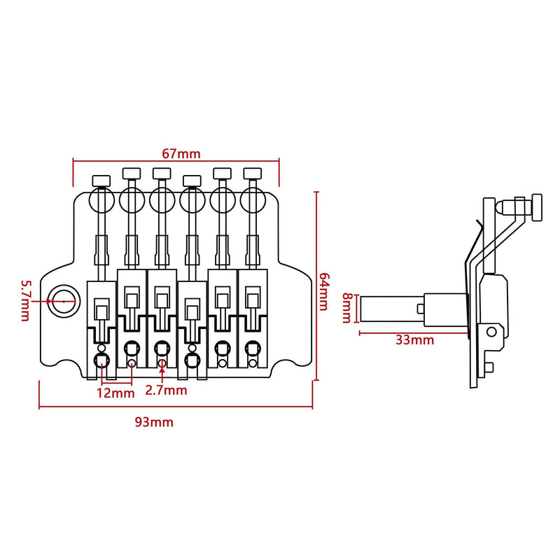 [AUSTRALIA] - Black Electric Guitar Tremolo Bridge with Bar Double Strat Locking for Floyd Rose Type black 