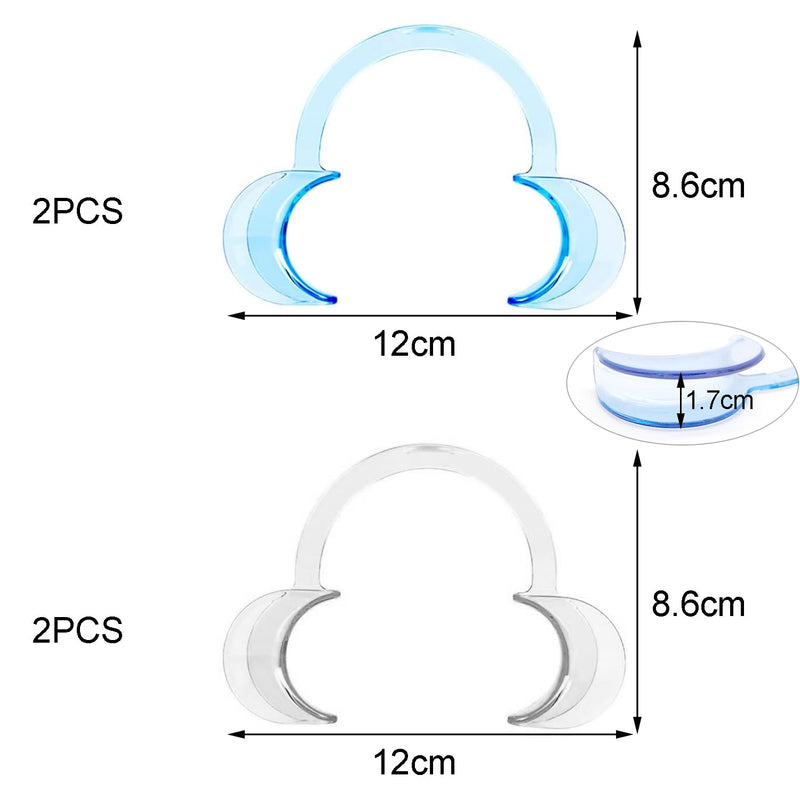 JDXun Pack of 4 C-Shape Mouth Openers, Cheek Holder, Mouth Angle Holder, Mouth Opener Challenge, Mouthpieces Replacement Mouth Stretcher for Oral Examination and Teeth Whitening (2 x Blue, 2 x