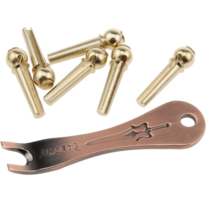 [AUSTRALIA] - AYLIFU Guitar Bridge Pin 6-Piece Acoustic Brass Guitar Bridge Pin Replacement Parts with Metal Piano Bridge Pin Remover 